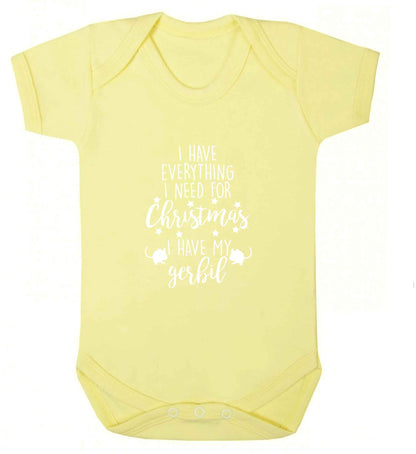 I have everything I need for Christmas I have my gerbil baby vest pale yellow 18-24 months