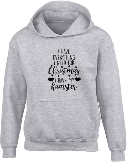 I have everything I need for Christmas I have my hamster children's grey hoodie 12-13 Years
