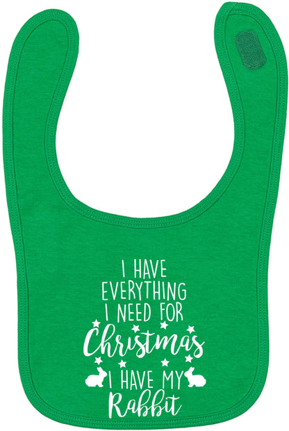 I have everything I need for Christmas I have my rabbit green baby bib