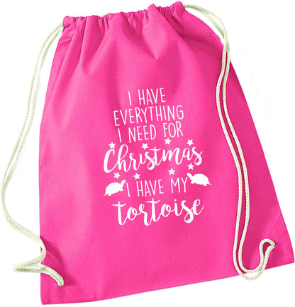 I have everything I need for Christmas I have my tortoise pink drawstring bag