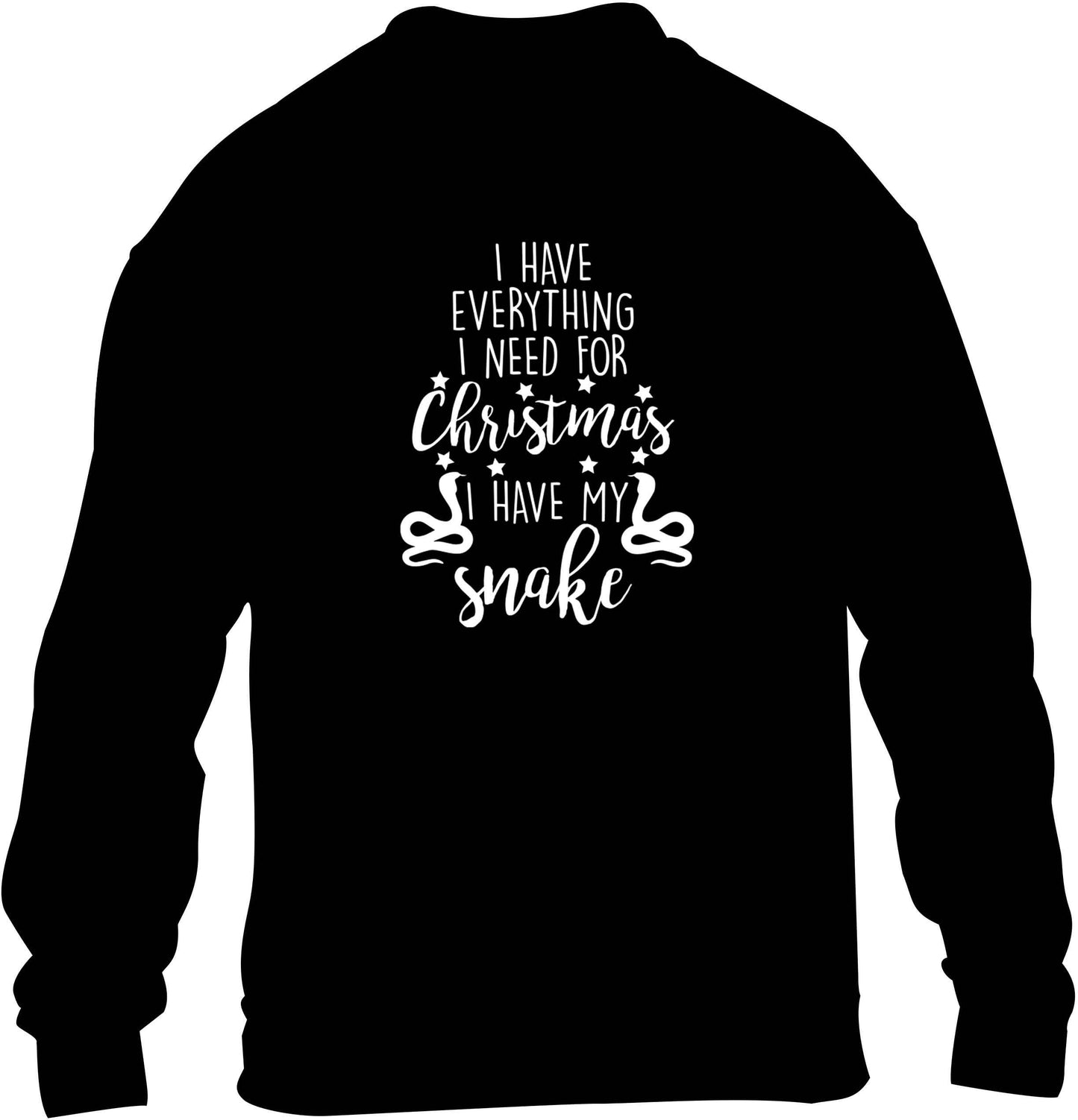 I have everything I need for Christmas I have my snake children's black sweater 12-13 Years