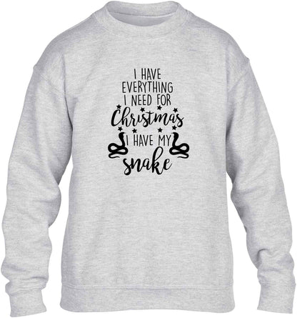 I have everything I need for Christmas I have my snake children's grey sweater 12-13 Years