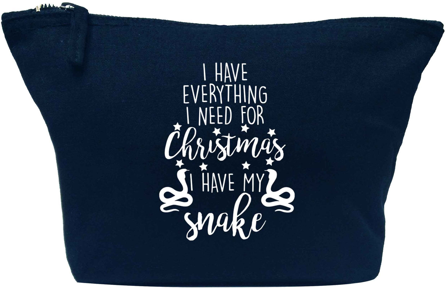 I have everything I need for Christmas I have my snake navy makeup bag