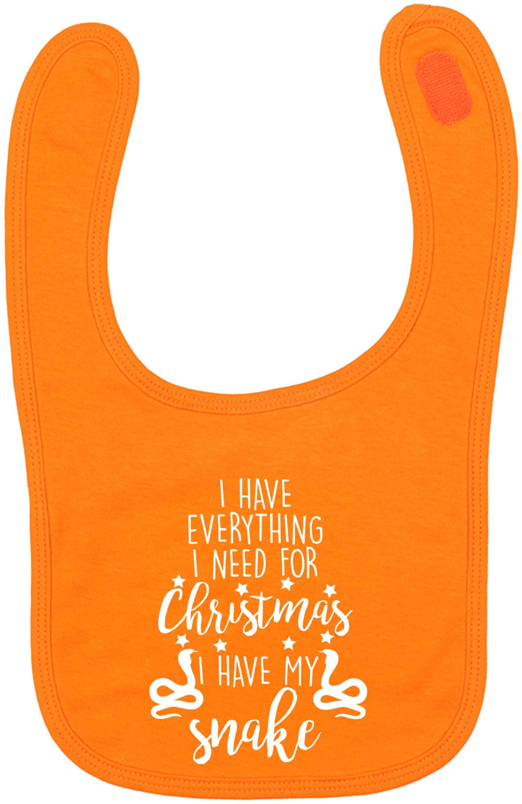 I have everything I need for Christmas I have my snake orange baby bib