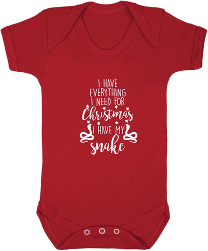 I have everything I need for Christmas I have my snake baby vest red 18-24 months
