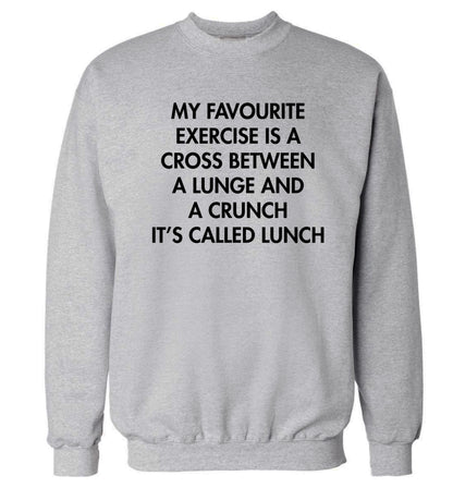 My favourite exercise is a cross between a lung and a crunch it's called lunch Adult's unisex grey Sweater 2XL
