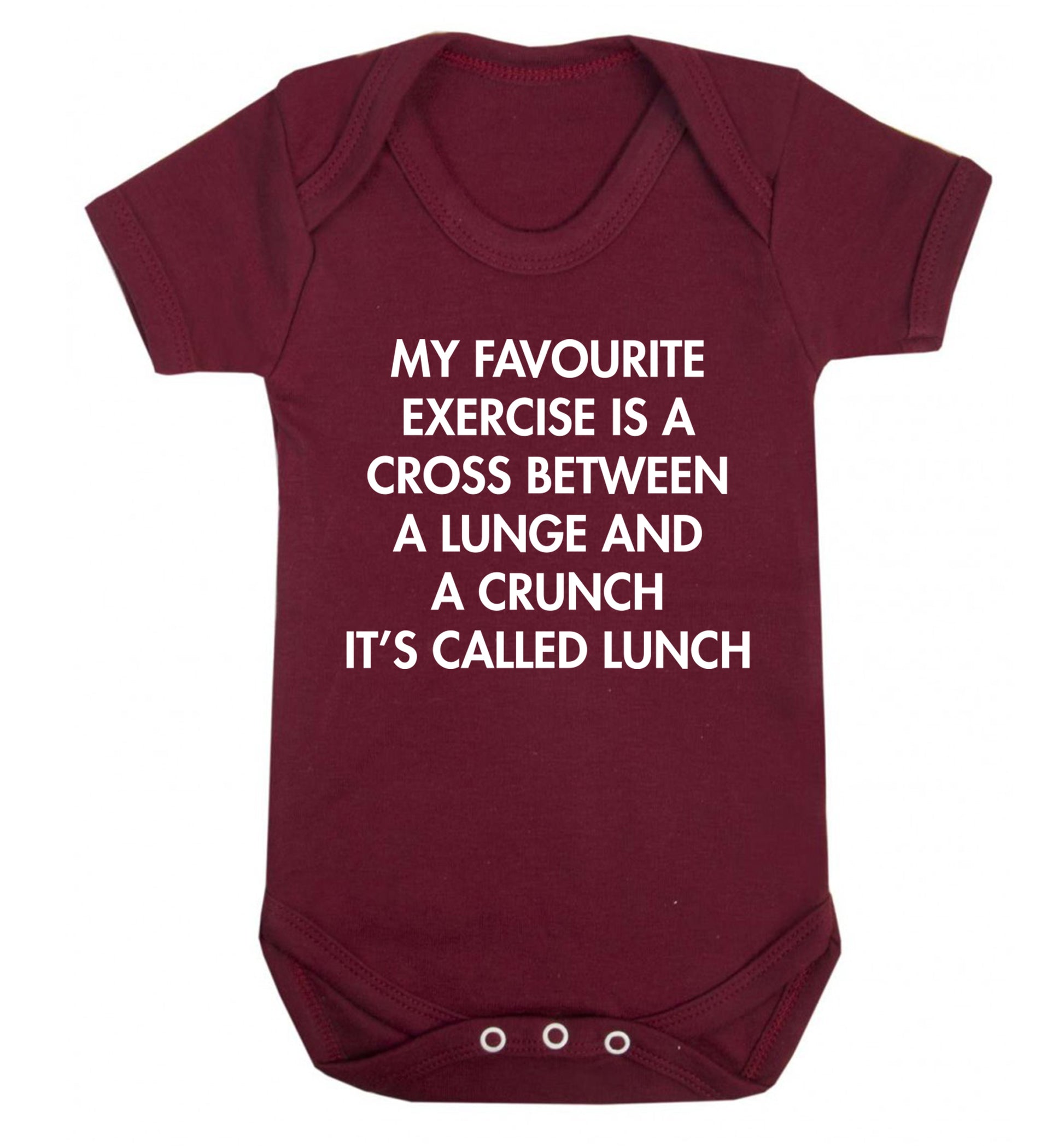 My favourite exercise is a cross between a lung and a crunch it's called lunch Baby Vest maroon 18-24 months