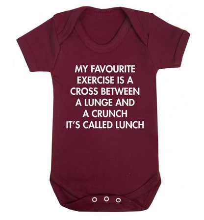My favourite exercise is a cross between a lung and a crunch it's called lunch Baby Vest maroon 18-24 months