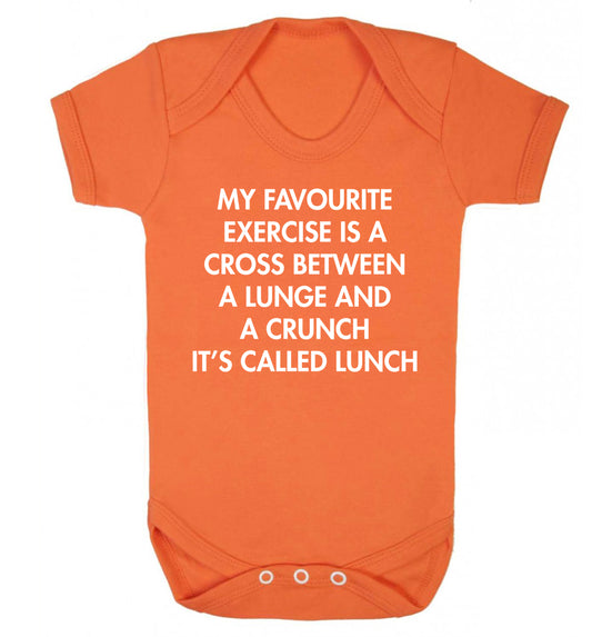 My favourite exercise is a cross between a lung and a crunch it's called lunch Baby Vest orange 18-24 months