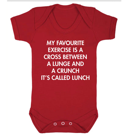 My favourite exercise is a cross between a lung and a crunch it's called lunch Baby Vest red 18-24 months