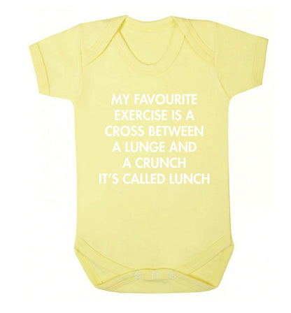 My favourite exercise is a cross between a lung and a crunch it's called lunch Baby Vest pale yellow 18-24 months