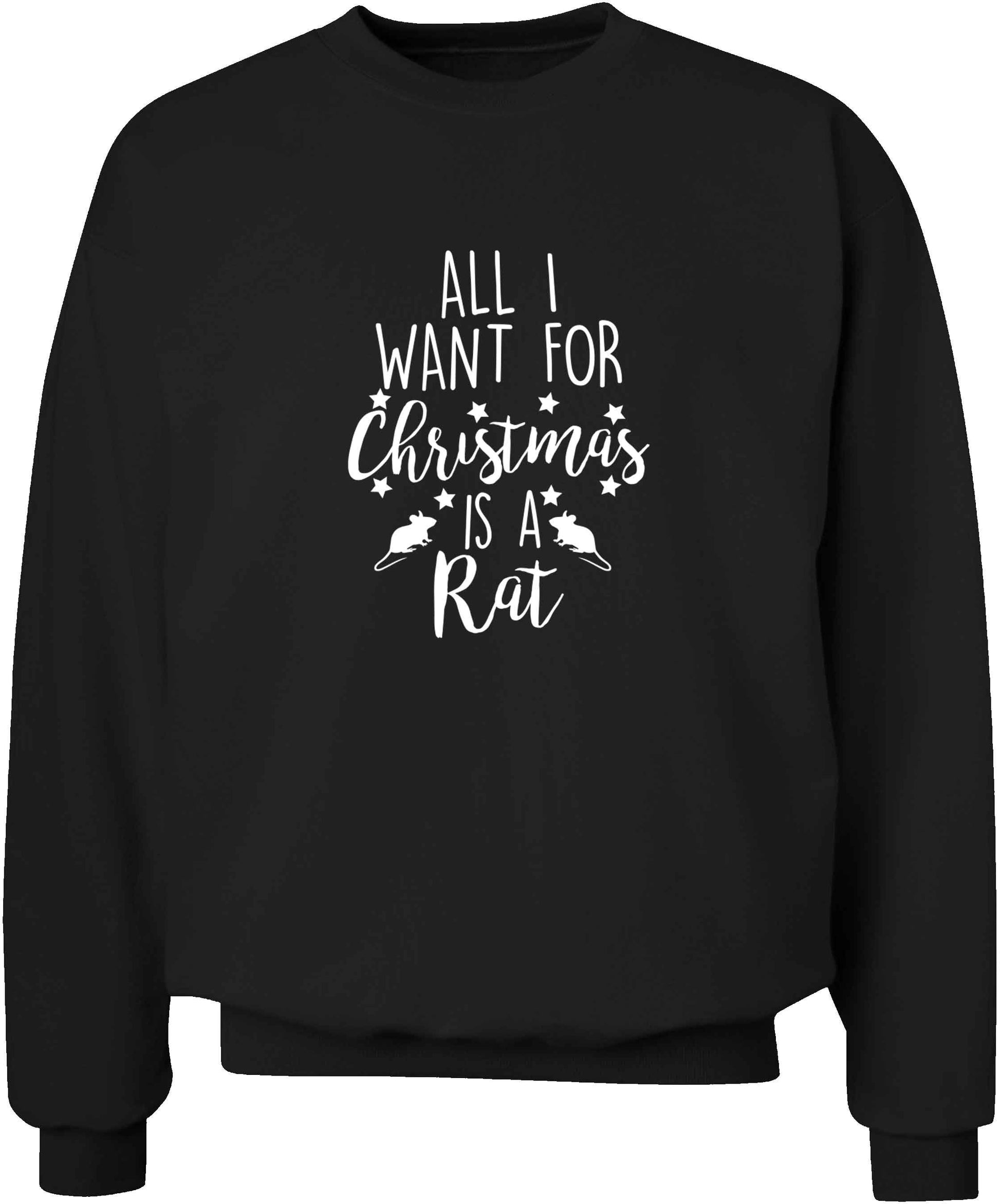 All I want for Christmas is a rat adult's unisex black sweater 2XL