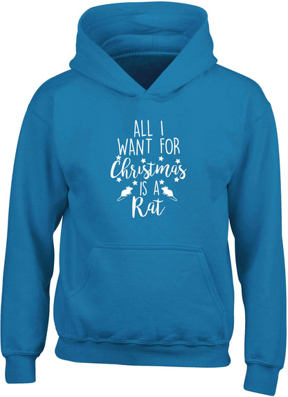 All I want for Christmas is a rat children's blue hoodie 12-13 Years