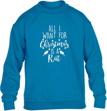 All I want for Christmas is a rat children's blue sweater 12-13 Years