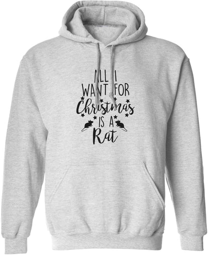 All I want for Christmas is a rat adults unisex grey hoodie 2XL