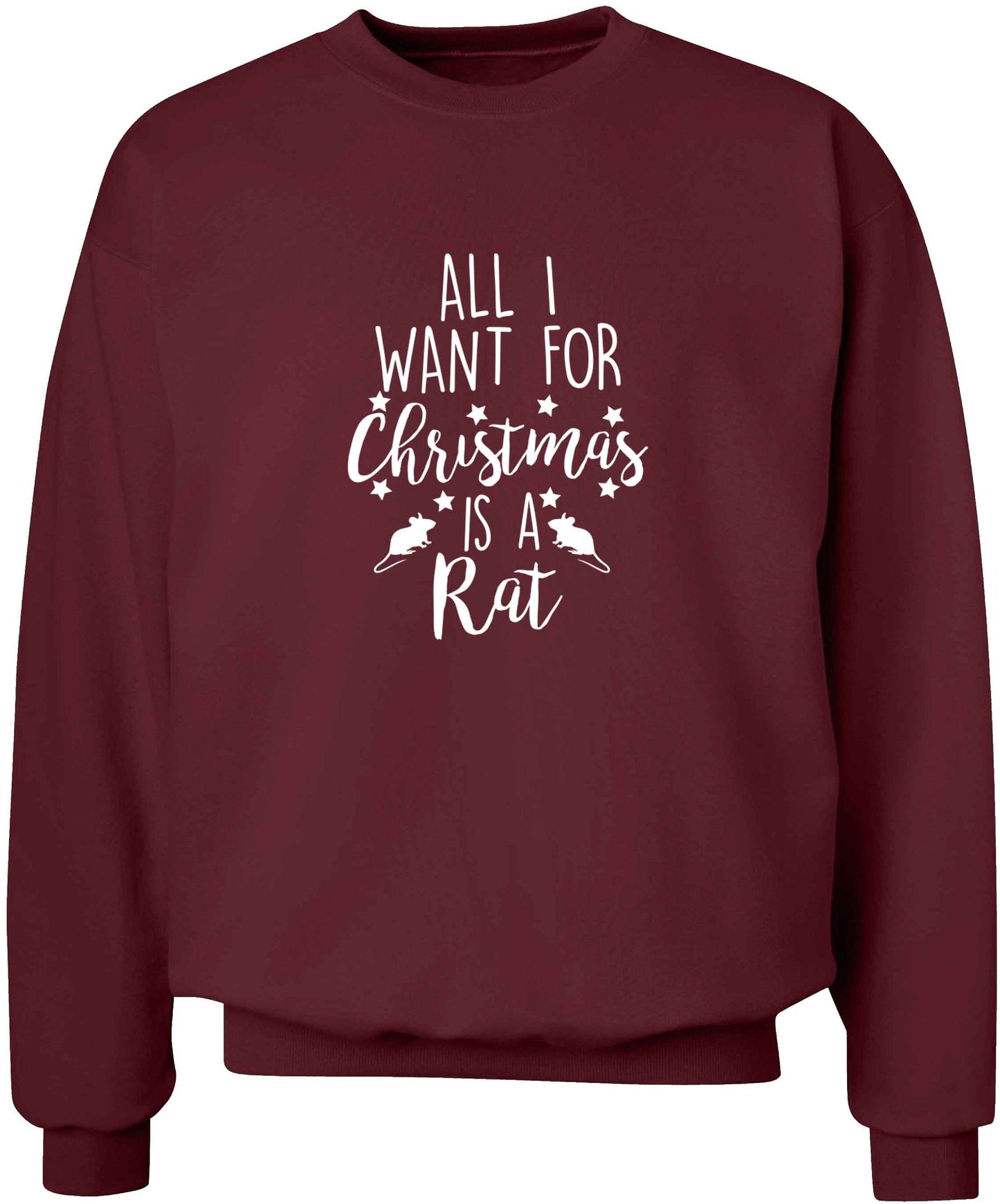 All I want for Christmas is a rat adult's unisex maroon sweater 2XL