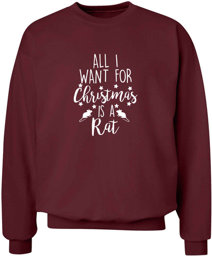 All I want for Christmas is a rat adult's unisex maroon sweater 2XL