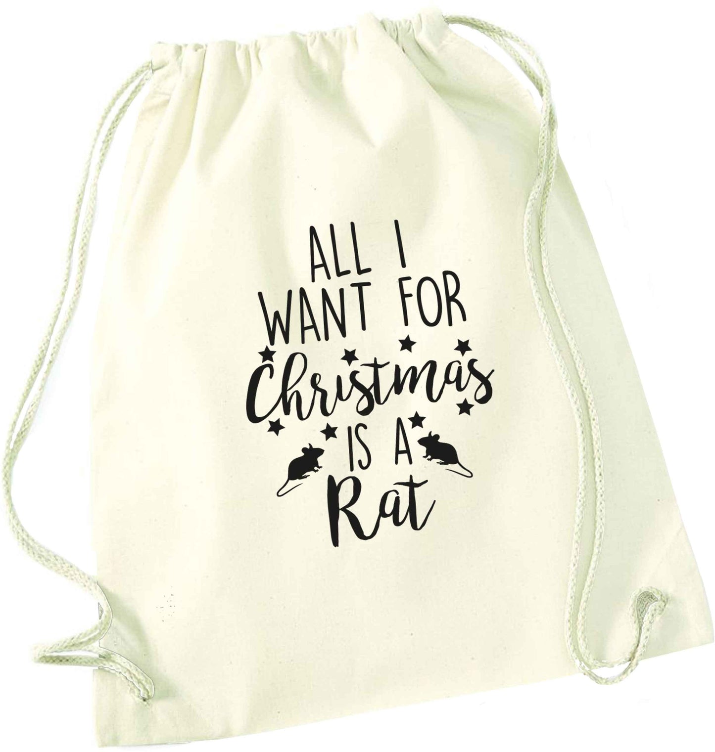 All I want for Christmas is a rat natural drawstring bag