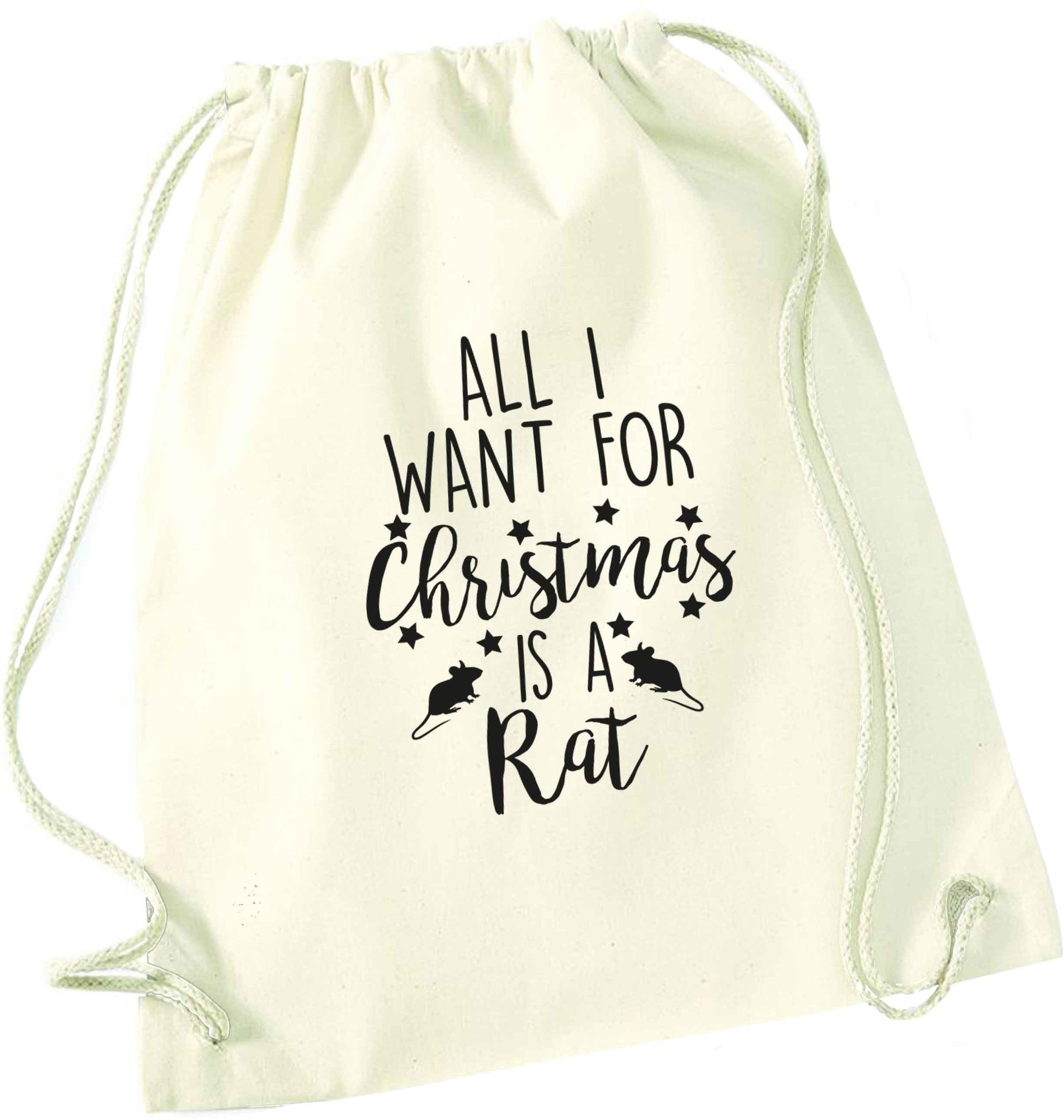 All I want for Christmas is a rat natural drawstring bag