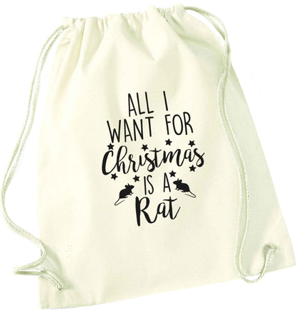 All I want for Christmas is a rat natural drawstring bag