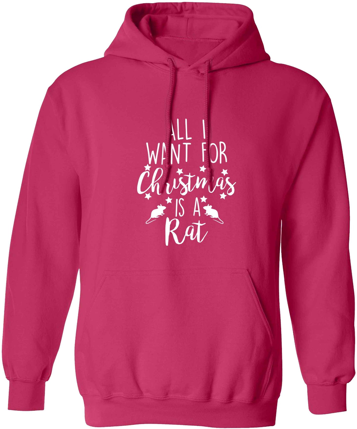 All I want for Christmas is a rat adults unisex pink hoodie 2XL