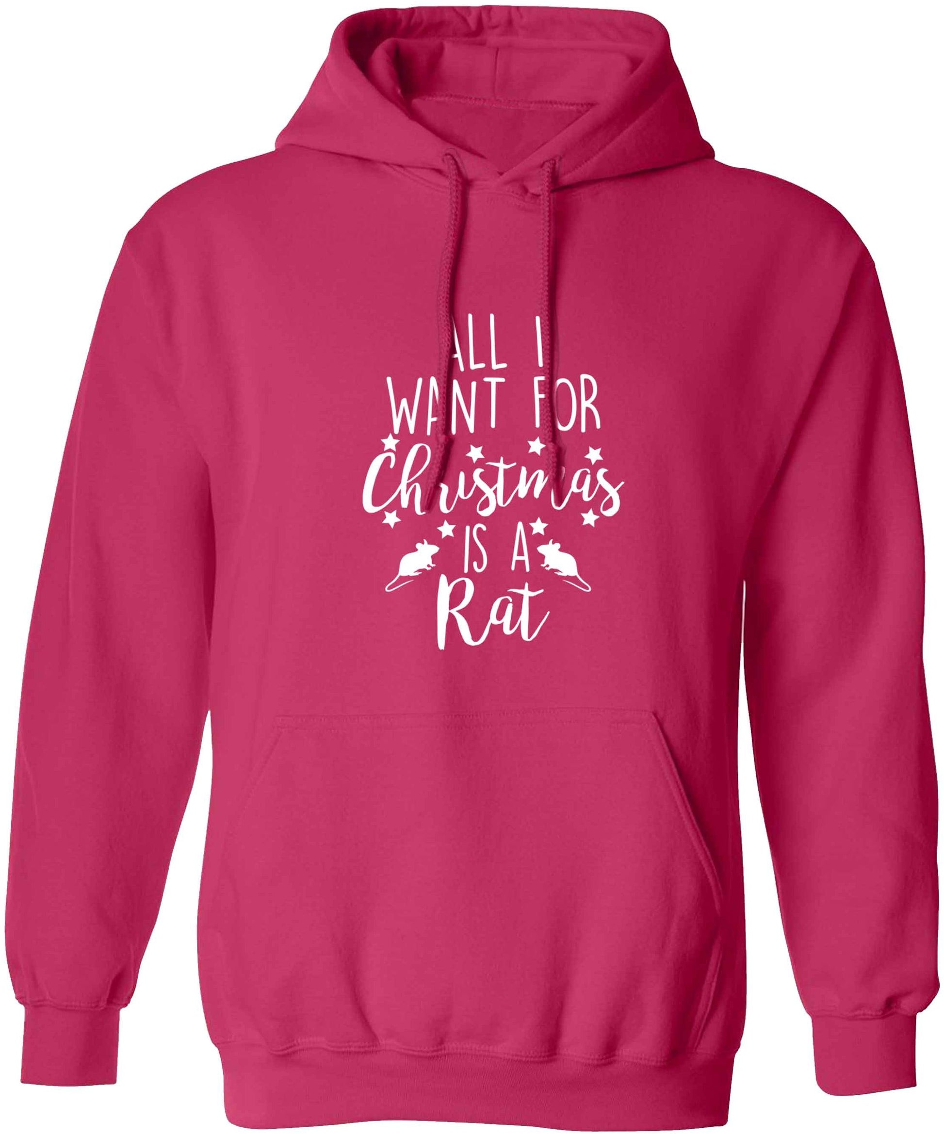 All I want for Christmas is a rat adults unisex pink hoodie 2XL