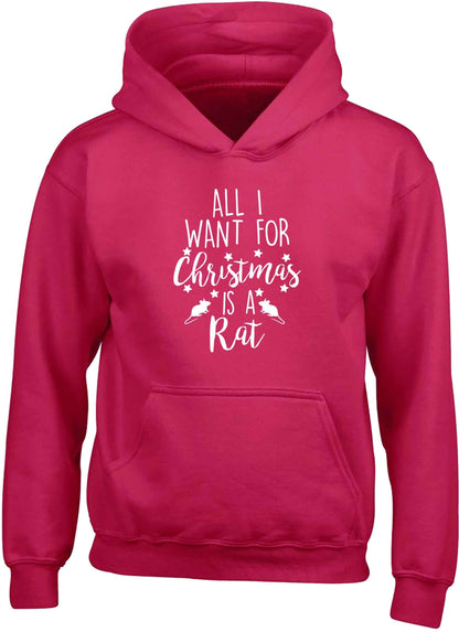 All I want for Christmas is a rat children's pink hoodie 12-13 Years