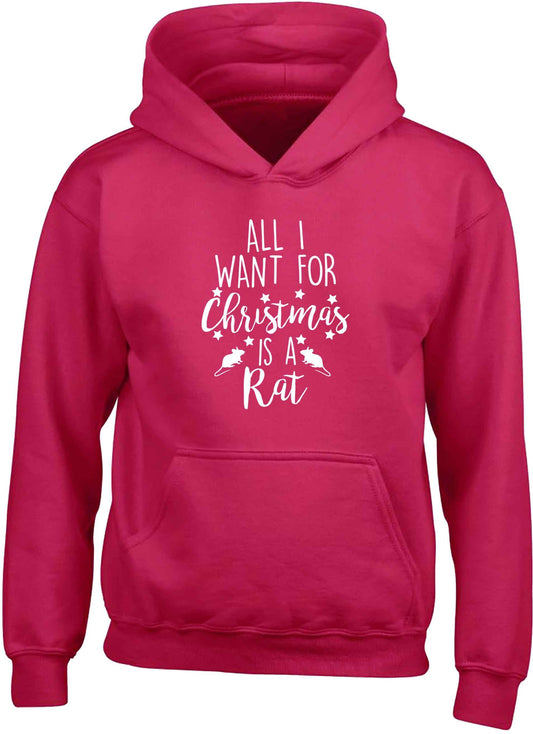 All I want for Christmas is a rat children's pink hoodie 12-13 Years