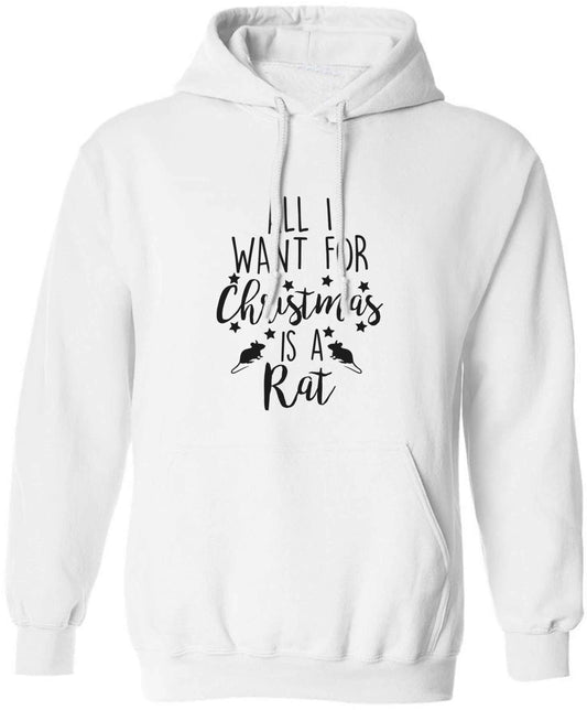 All I want for Christmas is a rat adults unisex white hoodie 2XL