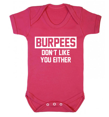 Burpees don't like you either Baby Vest dark pink 18-24 months