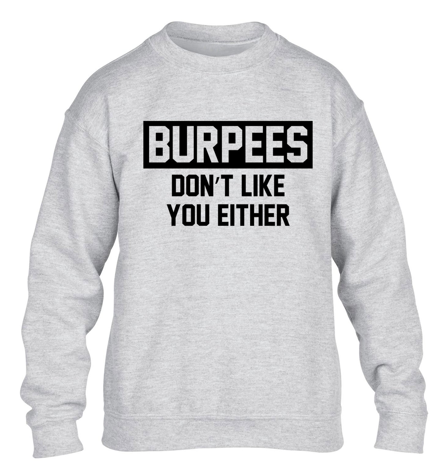 Burpees don't like you either children's grey sweater 12-14 Years