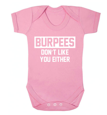 Burpees don't like you either Baby Vest pale pink 18-24 months