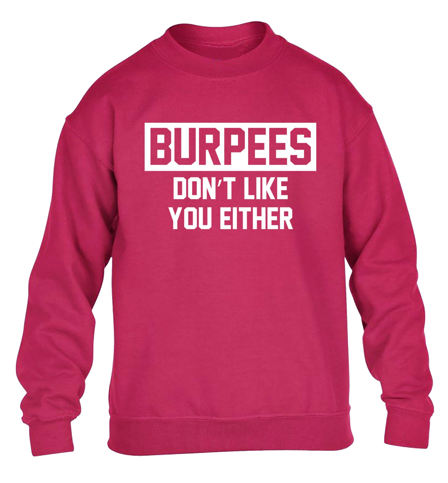 Burpees don't like you either children's pink sweater 12-14 Years