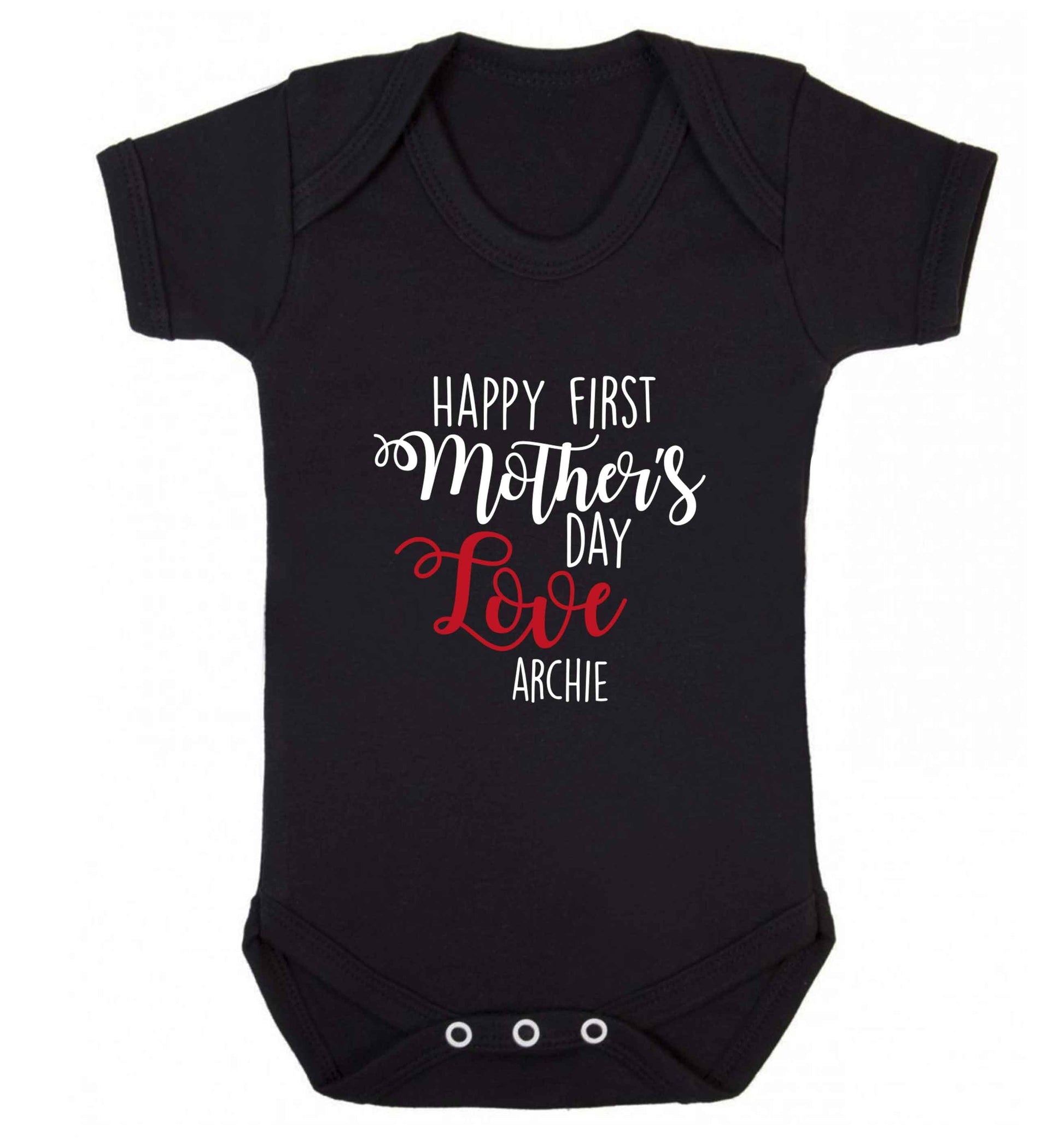 Personalised happy first mother's day love baby vest black 18-24 months