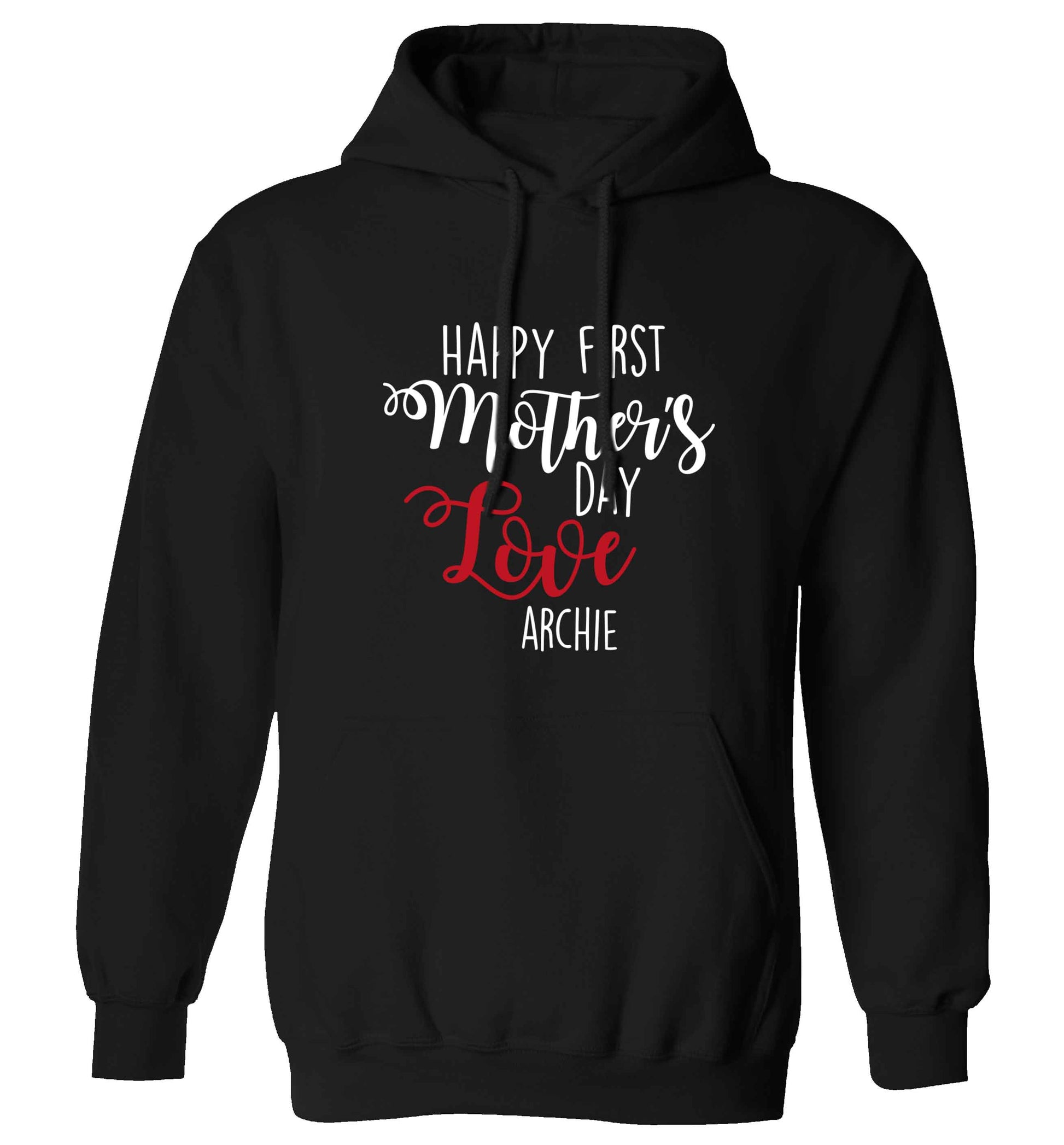 Mummy's first mother's day! adults unisex black hoodie 2XL