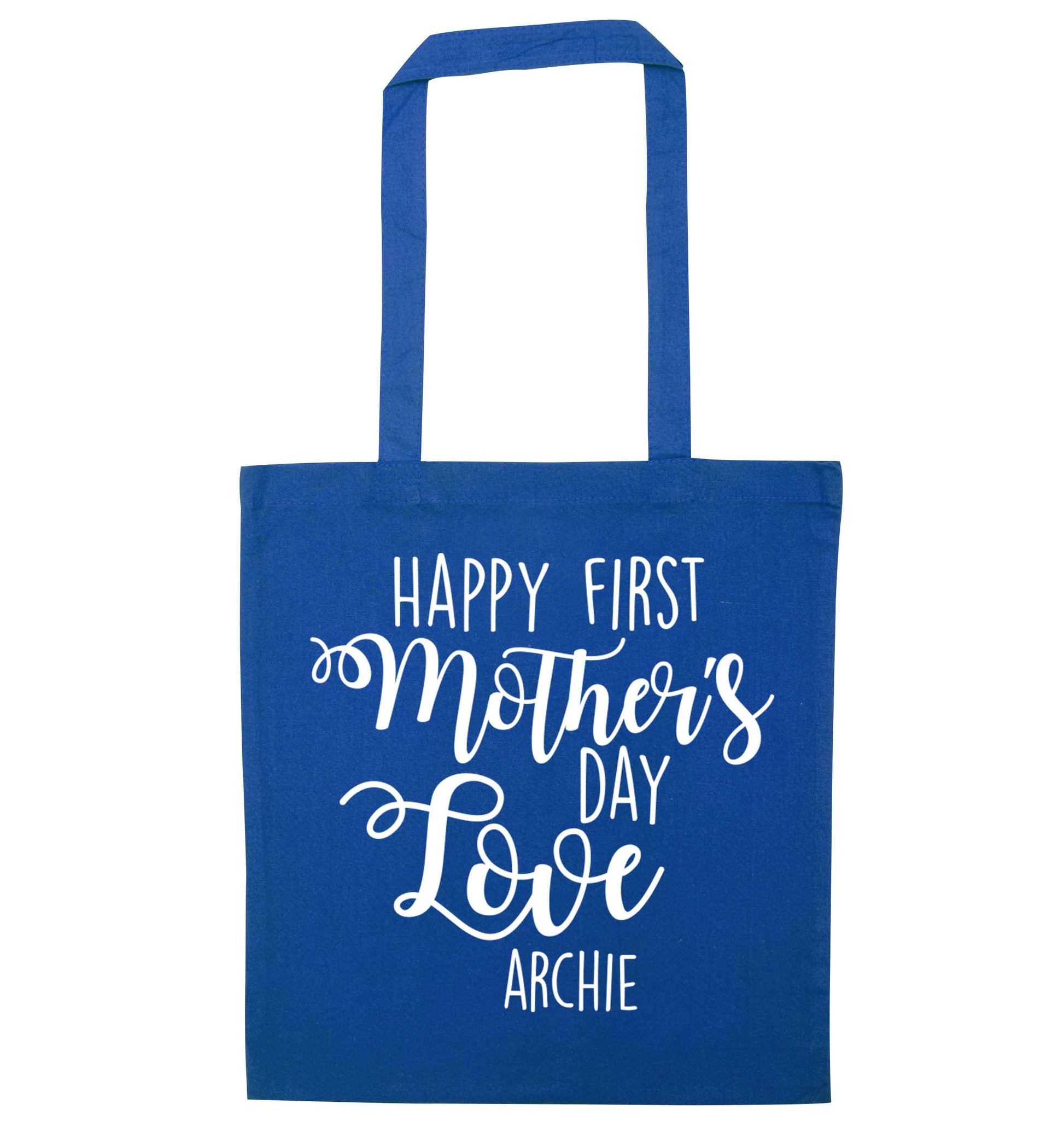 Mummy's first mother's day! blue tote bag