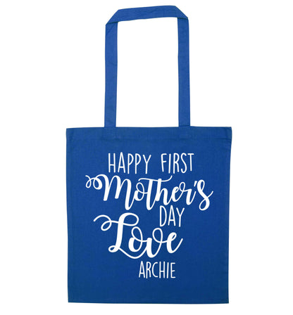 Mummy's first mother's day! blue tote bag