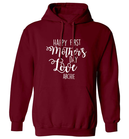 Mummy's first mother's day! adults unisex maroon hoodie 2XL