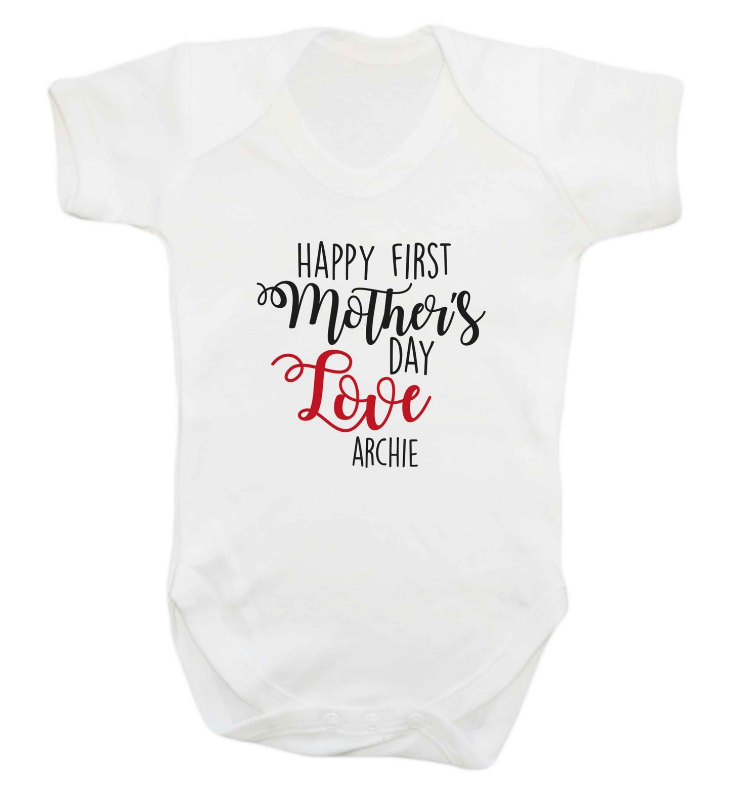 Personalised happy first mother's day love baby vest white 18-24 months