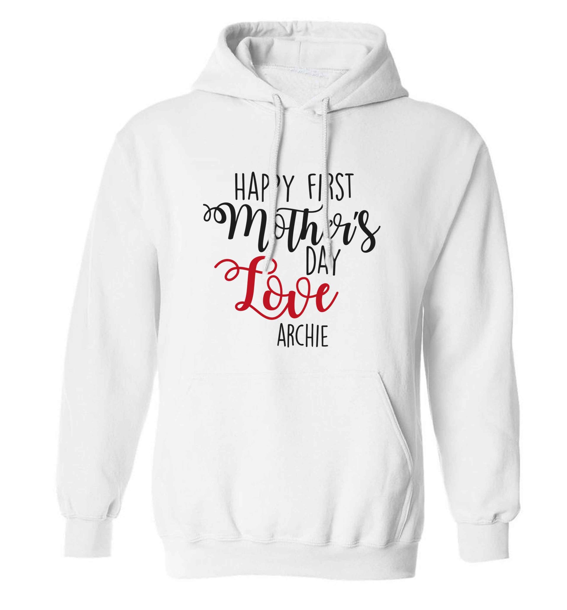 Mummy's first mother's day! adults unisex white hoodie 2XL