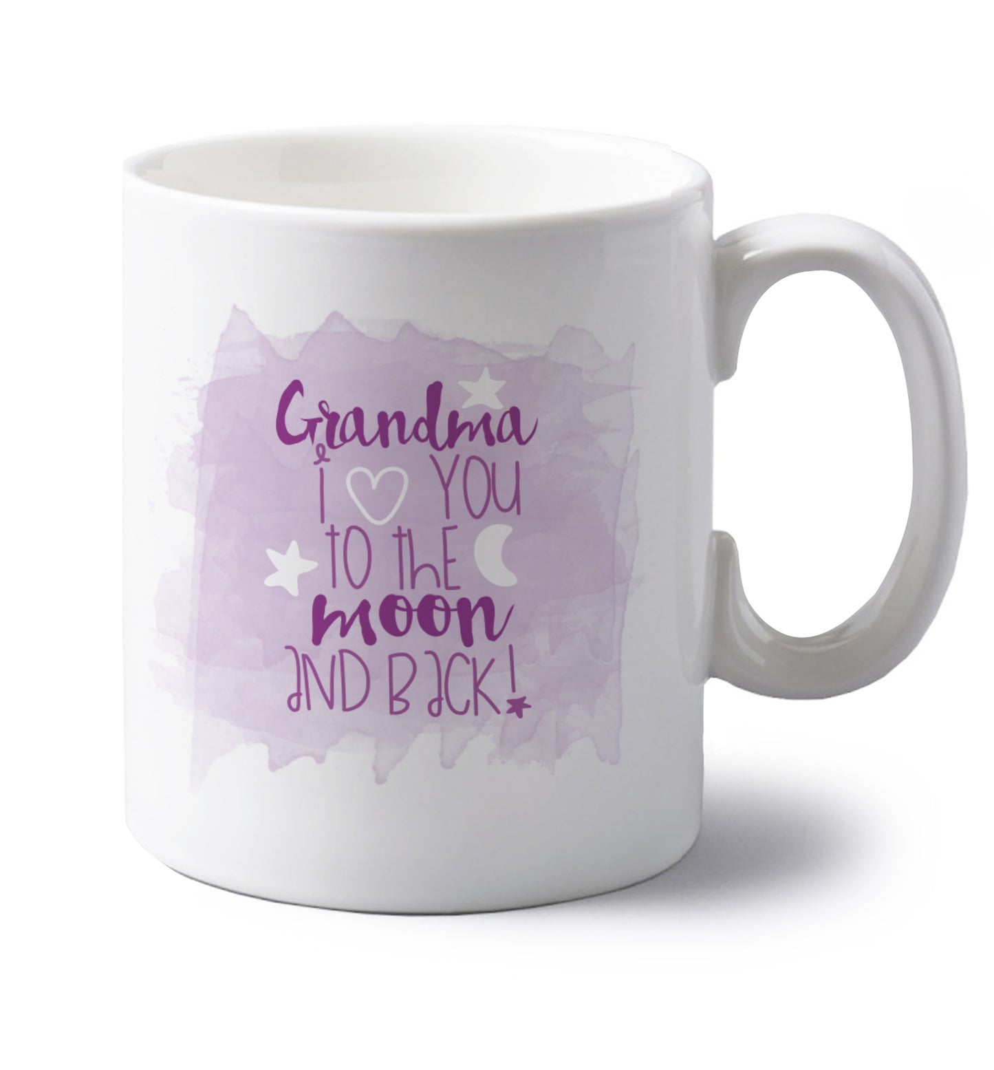 left handed white ceramic mug 