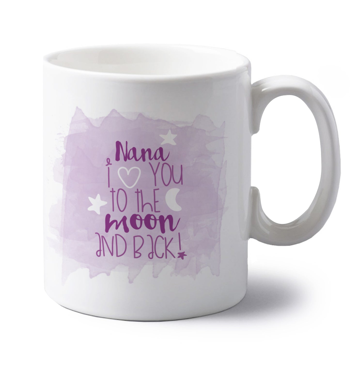 left handed white ceramic mug 