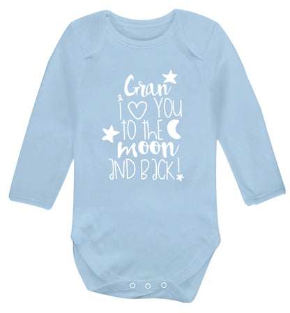 Nana's little bodybuilder Baby Vest long sleeved pale blue 6-12 months