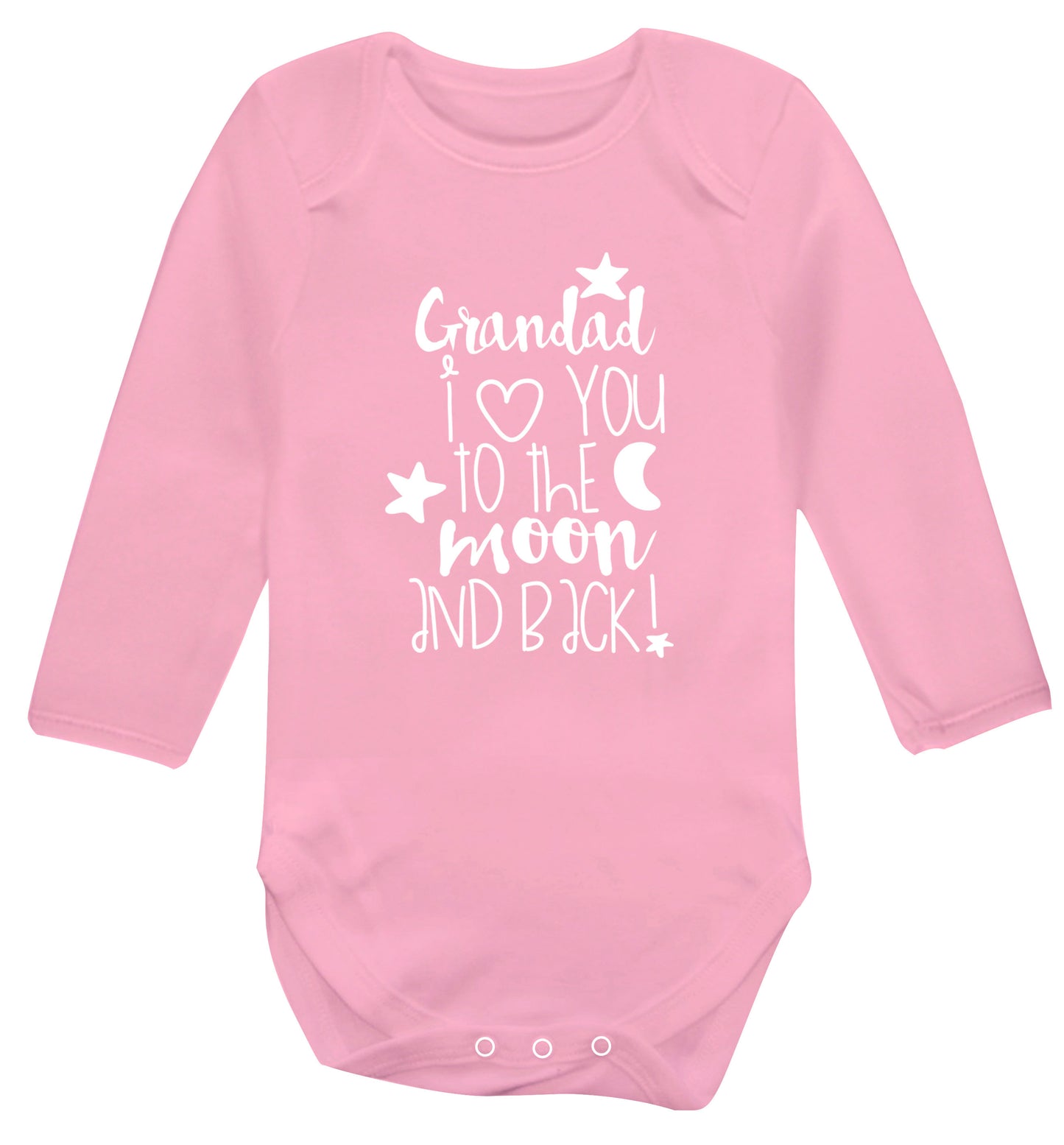 Grandad's I love you to the moon and back Baby Vest long sleeved pale pink 6-12 months