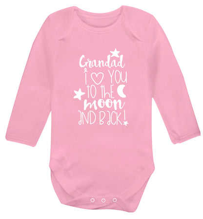 Grandad's I love you to the moon and back Baby Vest long sleeved pale pink 6-12 months