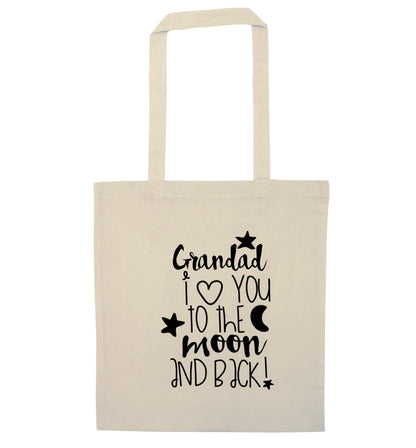 Grandad's I love you to the moon and back natural tote bag