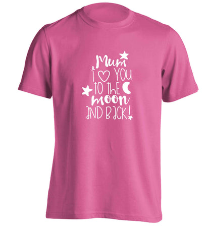 Mum I love you to the moon and back adults unisex pink Tshirt 2XL
