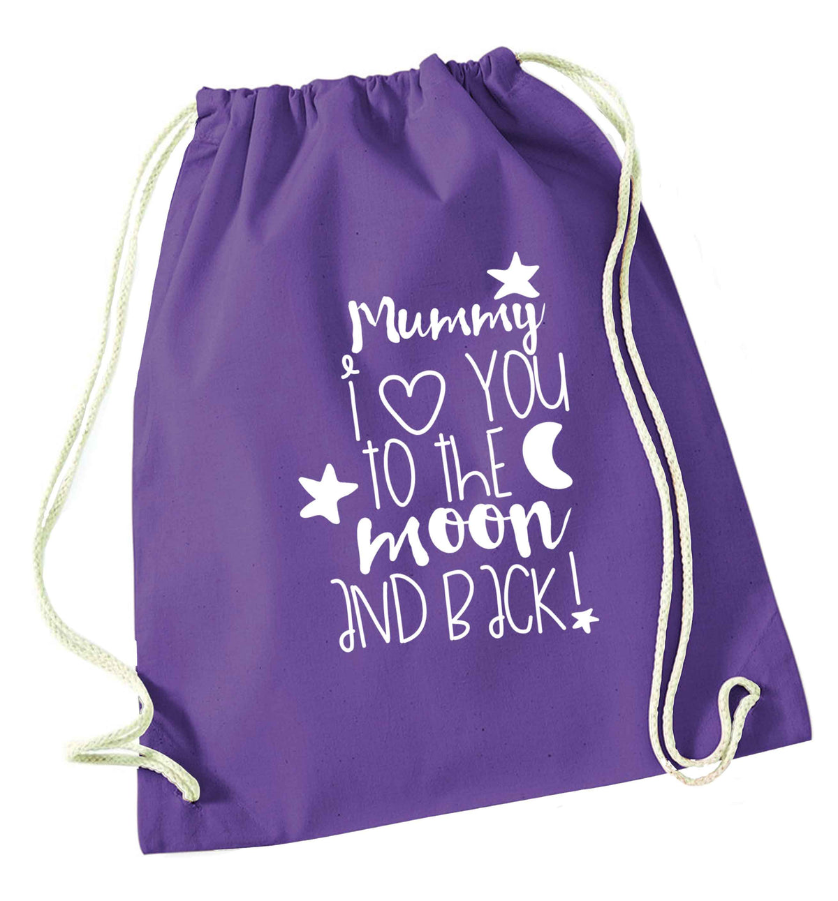 Mummy I love you to the moon and back purple drawstring bag
