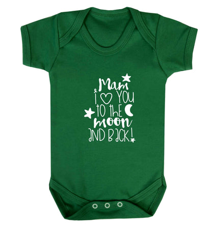 Mam I love you to the moon and back baby vest green 18-24 months