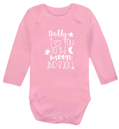 Daddy I love you to the moon and back baby vest long sleeved pale pink 6-12 months